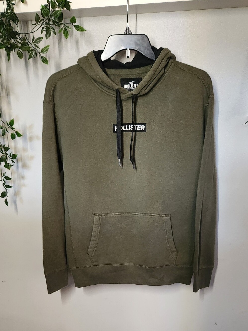 Hollister Olive Green Pullover Hoodie w Logo Size Men's Medium